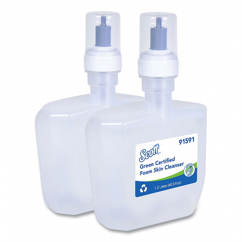 Essential Green Certified Foam Skin Cleanser Refill, Unscented, 1,200 mL, 2/Carton (91591)