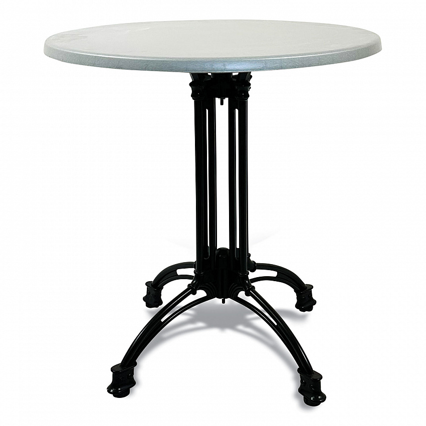 Topalit Tables, Round, 36" dia x 29"h, Silver Top, Black Iron Base/Legs (10636R2)