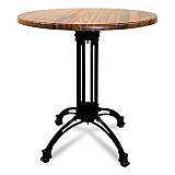 Topalit Tables, Round, 36" dia x 29"h, Teak Top, Black Iron Base/Legs (10636R8)