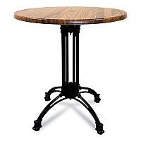 Topalit Tables, Round, 36" dia x 29"h, Teak Top, Black Iron Base/Legs (10636R8)
