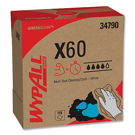 General Clean X60 Cloths, POP-UP Box, 8.34 x 16.8, White, 118/Box (34790BX)