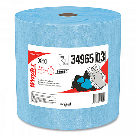 General Clean X60 Cloths, Jumbo Roll, 12.5 x 13.4, Blue, 1,100/Roll (34965)