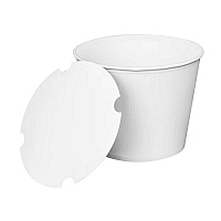 Food Bucket with Lid, 130 oz, 8.46" Diameter x 6.6" h, White, Paper, 150/Carton (CFB130WBNDLE)