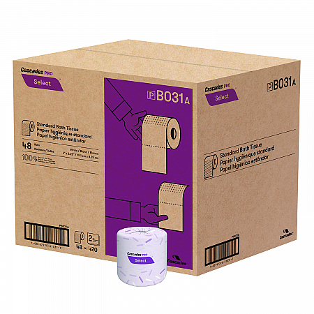 Select Standard Bath Tissue, Septic Safe, 2-Ply, White, 420 Sheets/Roll, 48 Rolls/Carton (B031)