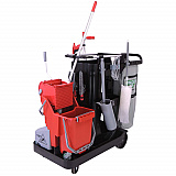 RestroomRx Janitorial Carts with 32 qt Bucket, Plastic, 24 x 21 x 25, Black (RRSPL)
