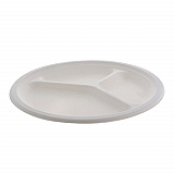 EarthChoice PFAS Free Compostable Dinnerware, 3-Compartment Plate, Sugarcane, 10.25" dia, Natural, 500/Carton (MC50044PFREE)
