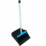 LobbyMaster Plastic Dust Pan, 11.72" Wide, 31" PVC Handle, Blue/Black (T001301)