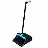 LobbyMaster Plastic Dust Pan, 12.32" Wide, 31.84" Aluminum Handle, Blue/Black, 6/Carton (T001101)