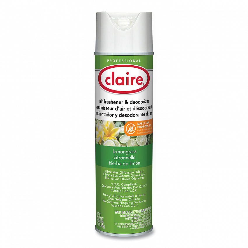 Aerosol Air Freshener and Deodorizer, Lemongrass Citronella, 12 oz Aerosol Spray, 12 Cans (1307)