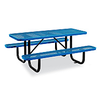 Expanded Steel Picnic Table, Rectangular, 72 x 62 x 29.5, Blue Top, Blue Base/Legs (277152BL)