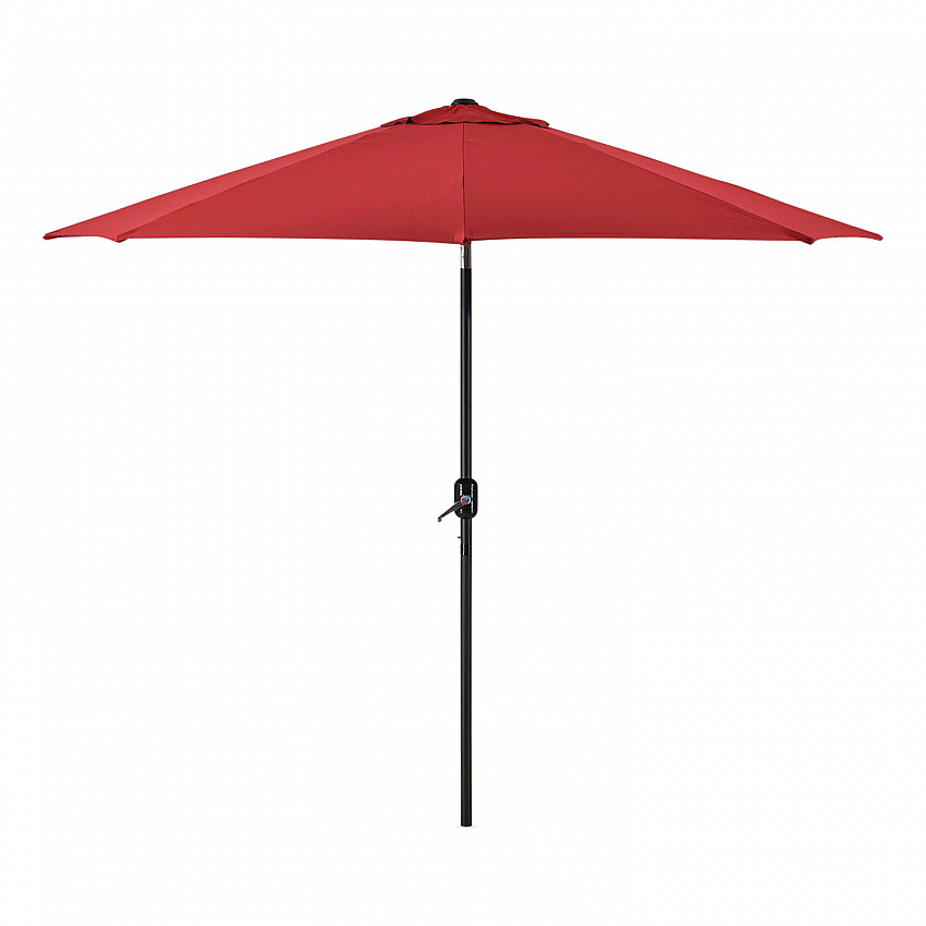 Outdoor Umbrella with Tilt Mechanism, 102" Span, 94" Long, Red Canopy, Black Handle (262070)