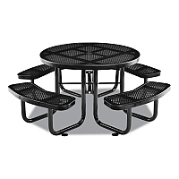Perforated Steel Picnic Table, Round, 46" Dia x 29.5"h, Black Top, Black Base/Legs (262078BK)