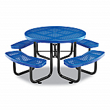 Perforated Steel Picnic Table, Round, 46" Dia x 29.5"h, Blue Top, Blue Base/Legs (262078BL)
