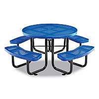 Perforated Steel Picnic Table, Round, 46" Dia x 29.5"h, Blue Top, Blue Base/Legs (262078BL)