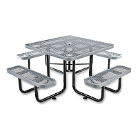 Expanded Steel Picnic Table, Square, 81 x 81 x 29.5, Gray Top, Gray Base/Legs (277151GY)