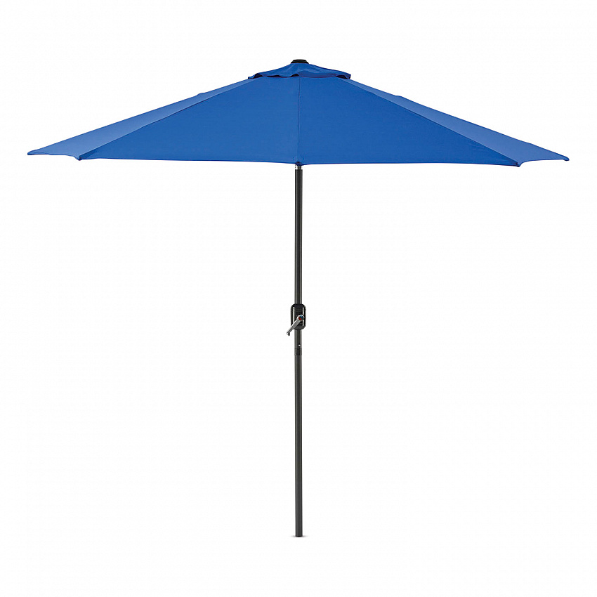 Outdoor Umbrella with Tilt Mechanism, 102" Span, 94" Long, Blue Canopy, Black Handle (436970)