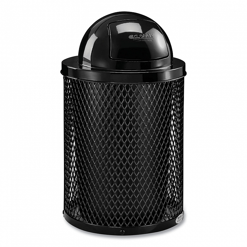 Outdoor Diamond Industrial Steel Trash Can, 36 gal, Black (261948BK)