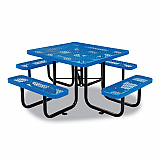 Expanded Steel Picnic Table, Square, 81 x 81 x 29.5, Blue Top, Blue Base/Legs (277151BL)