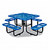 Expanded Steel Picnic Table, Square, 81 x 81 x 29.5, Blue Top, Blue Base/Legs (277151BL)