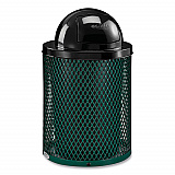 Outdoor Diamond Steel Trash Can, 36 gal, Dome Lid, Green (261948GN)