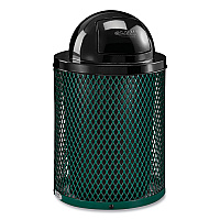 Outdoor Diamond Steel Trash Can, 36 gal, Dome Lid, Green (261948GN)