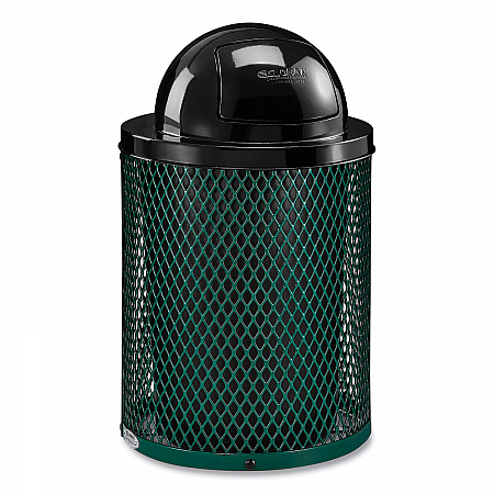 Outdoor Diamond Steel Trash Can, 36 gal, Dome Lid, Green (261948GN)