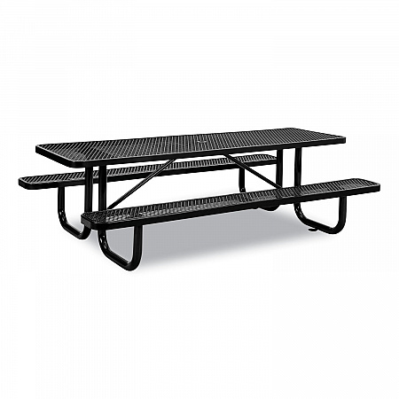 Expanded Steel Picnic Table, Rectangular, 96 x 62 x 29.5, Black Top, Black Base/Legs (277153BK)