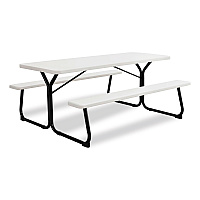 Blow-Molded Plastic Picnic Table, Rectangular, 72 x 60 x 30, White Top, White Base/Legs (695484)