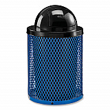 Outdoor Diamond Steel Trash Can, 36 gal, Dome Lid, Blue (261948BL)