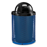 Outdoor Diamond Steel Trash Can, 36 gal, Dome Lid, Blue (261948BL)