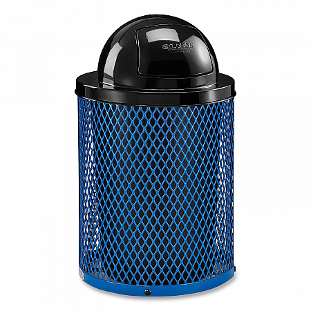 Outdoor Diamond Steel Trash Can, 36 gal, Dome Lid, Blue (261948BL)
