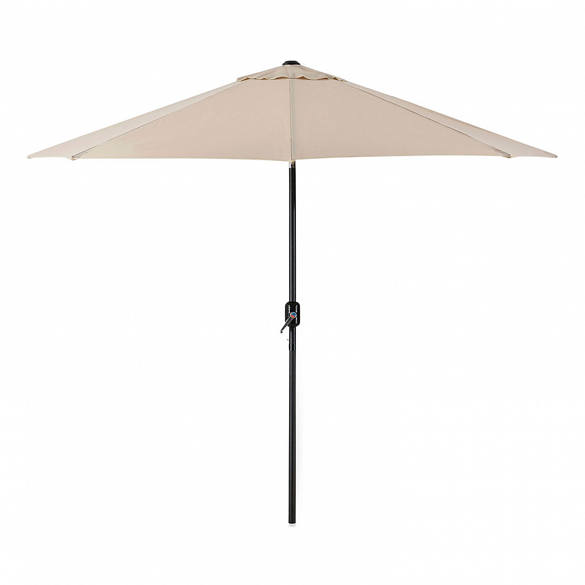 Outdoor Umbrella with Tilt Mechanism, 102" Span, 94" Long, Tan Canopy, Black Handle (262071)