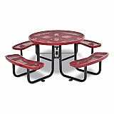 Expanded Steel Picnic Table, Round, 46" Dia x 29.5"h, Red Top, Red Base/Legs (277150RD)