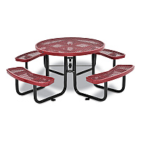 Expanded Steel Picnic Table, Round, 46" Dia x 29.5"h, Red Top, Red Base/Legs (277150RD)
