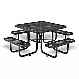 Expanded Steel Picnic Table, Square, 81 x 81 x 29.5, Black Top, Black Base/Legs (277151BK)