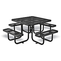 Expanded Steel Picnic Table, Square, 81 x 81 x 29.5, Black Top, Black Base/Legs (277151BK)