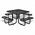 Expanded Steel Picnic Table, Square, 81 x 81 x 29.5, Black Top, Black Base/Legs (277151BK)