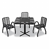 Outdoor Dining Set, Square, 36 x 36 x 29, Black Top, Black Base/Legs (348119BK)