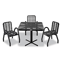 Outdoor Dining Set, Square, 36 x 36 x 29, Black Top, Black Base/Legs (348119BK)