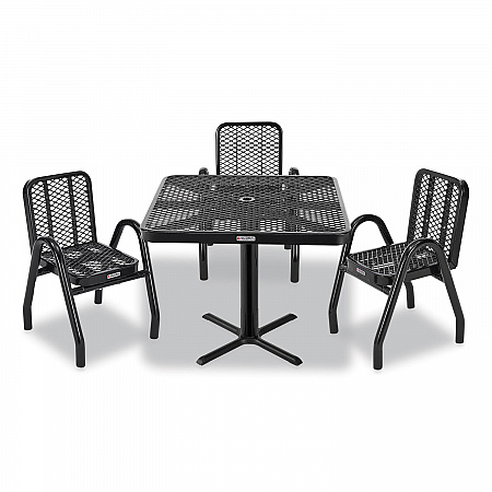 Outdoor Dining Set, Square, 36 x 36 x 29, Black Top, Black Base/Legs (348119BK)