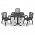 Outdoor Dining Set, Square, 36 x 36 x 29, Black Top, Black Base/Legs (348119BK)