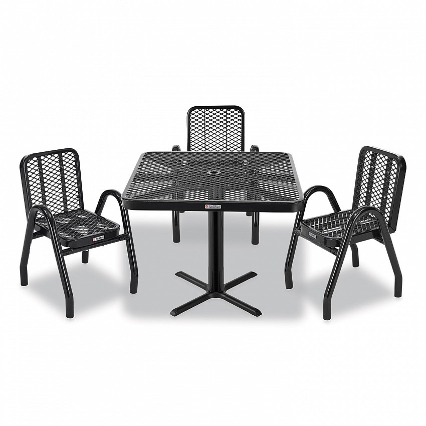 Outdoor Dining Set, Square, 36 x 36 x 29, Black Top, Black Base/Legs (348119BK)