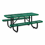 Expanded Steel Picnic Table, Rectangular, 72 x 62 x 29.5, Green Top, Green Base/Legs (277152GN)