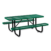 Expanded Steel Picnic Table, Rectangular, 72 x 62 x 29.5, Green Top, Green Base/Legs (277152GN)