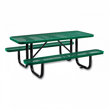 Expanded Steel Picnic Table, Rectangular, 72 x 62 x 29.5, Green Top, Green Base/Legs (277152GN)