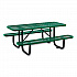 Expanded Steel Picnic Table, Rectangular, 72 x 62 x 29.5, Green Top, Green Base/Legs (277152GN)