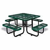 Expanded Steel Picnic Table, Square, 81 x 81 x 29.5, Green Top, Green Base/Legs (277151GN)
