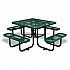 Expanded Steel Picnic Table, Square, 81 x 81 x 29.5, Green Top, Green Base/Legs (277151GN)