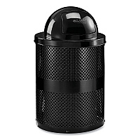 Outdoor Perforated Steel Trash Can with Dome Lid, 36 gal, Steel, Black (261949BK)