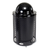 Outdoor Diamond Steel Trash Can with Base, 36 gal, Black (261948BKD)